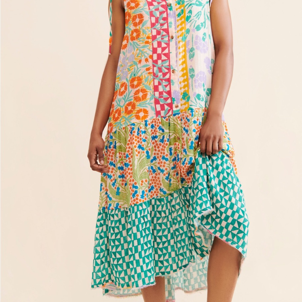 Anthropologie Mixed Print Button Down dress- Medium